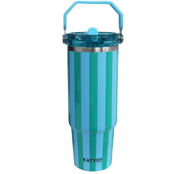Aqua and Green Striped 30 Oz Cabana Tumbler.