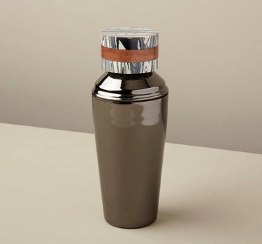ZEBRA MARBLE & WOOD ONYX COCKTAIL SHAKER