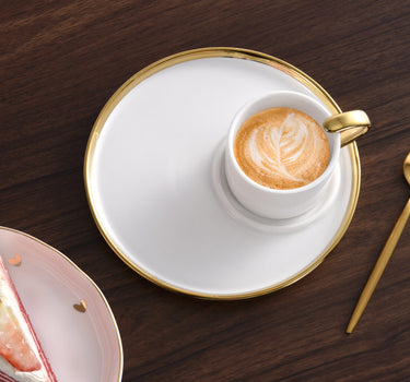 ESPRESSO CUP & PLATE WHITE & GOLD
