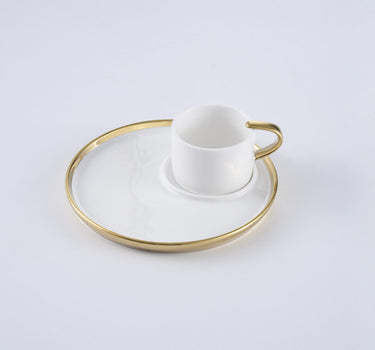 ESPRESSO CUP & PLATE WHITE & GOLD