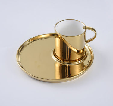 CAPPUCCINO CUP & PLATE GOLD