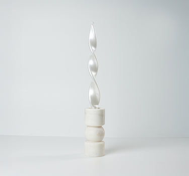 S/CREWE MARBLE CANDLE / 1 PAIR